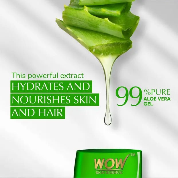 WOW Skin Science 99% Pure Aloe Vera Gel for Face, Skin & Hair - 150ml | Ultimate Gel For Glowing Skin | For Both Men and Women