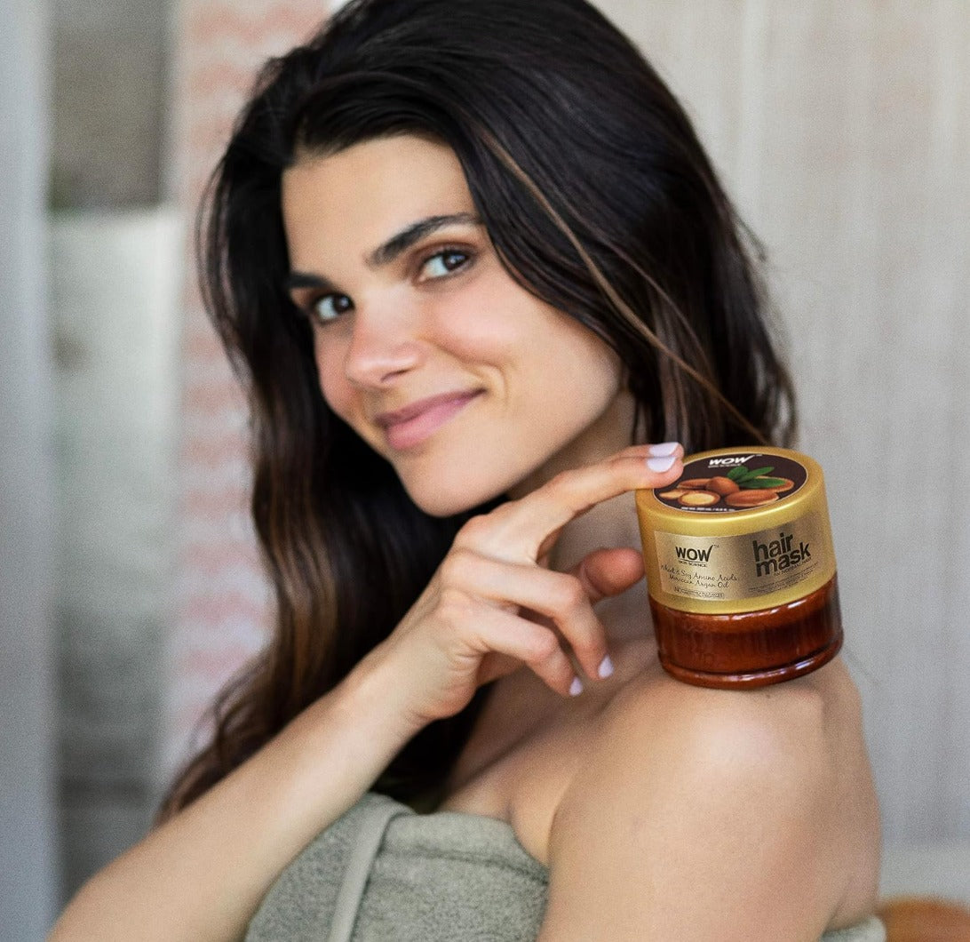 WOW Skin Science Wheat & Soy Amino Acids, Moroccan Argan Oil Hair Mask for Normal Hair, 200mL Scent Name:200 ml (Pack of 1)