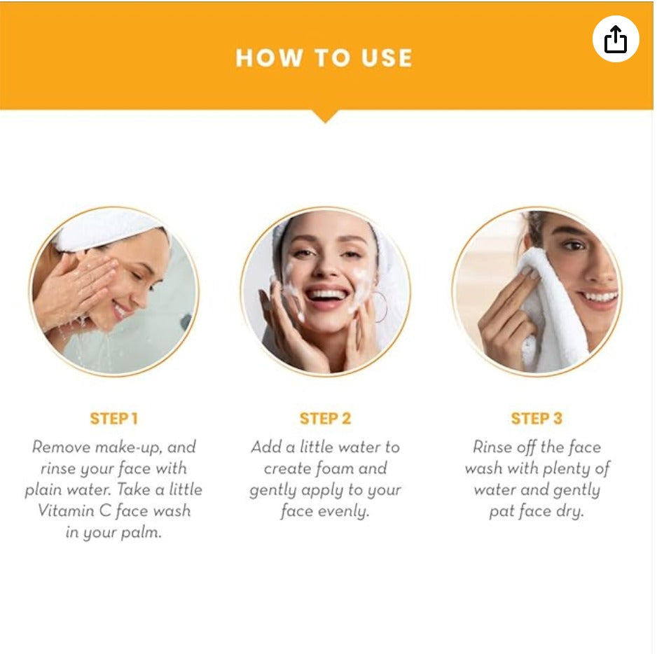 WOW Skin Science Brightening Vitamin C Face Wash | All Skin Types | Glowing Bright Skin | Refreshing | Paraben & Sulphates Free | Face Wash for Women & Men | 80 ml