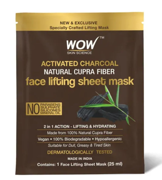 WOW Activated Charcoal Natural Cupra Fiber Mask (25ml)