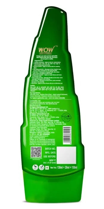 WOW Skin Science 99% Pure Aloe Vera Gel for Face, Skin & Hair - 150ml | Ultimate Gel For Glowing Skin | For Both Men and Women