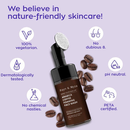 ZM Arabica Coffee Foaming Face Wash, Detoxifying & Deep Cleansing, 100 ml