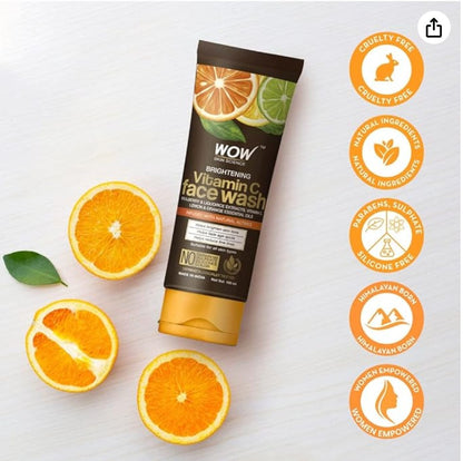 WOW Skin Science Brightening Vitamin C Face Wash | All Skin Types | Glowing Bright Skin | Refreshing | Paraben & Sulphates Free | Face Wash for Women & Men | 80 ml