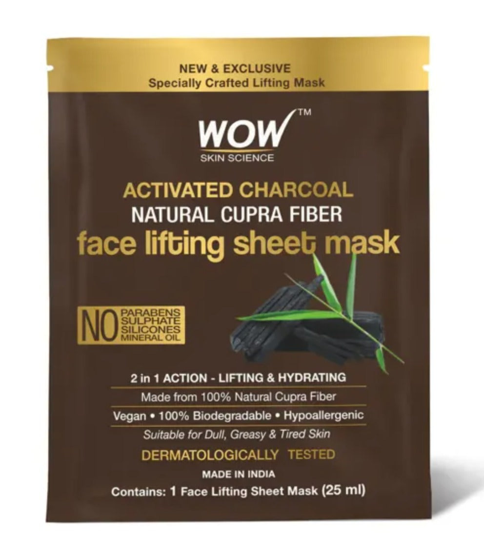 WOW Activated Charcoal Natural Cupra Fiber Mask (25ml)