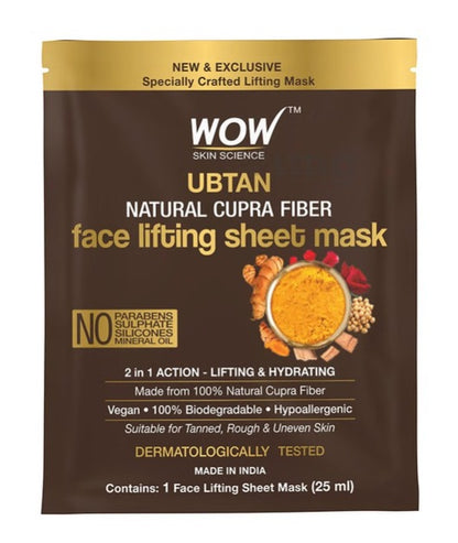 WOW Skin Science Ubtan Natural Cupra Fiber Face Lifting Sheet Mask (25ml Each)