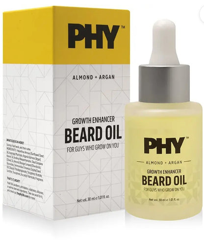 Phy Almond + Argan Beard Oil | Growth Enhancer | 8 Natural Oils | No Sulphates, Parabens, Silicones | For All Beard Types Hair Oil  (30 ml)