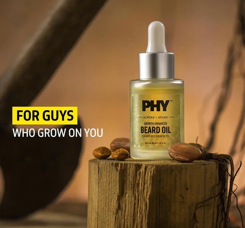 Phy Almond + Argan Beard Oil | Growth Enhancer | 8 Natural Oils | No Sulphates, Parabens, Silicones | For All Beard Types Hair Oil  (30 ml)