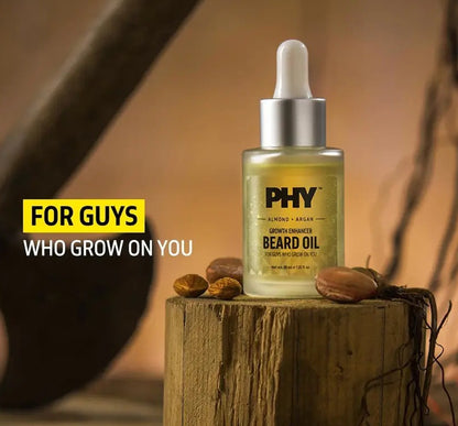 Phy Almond + Argan Beard Oil | Growth Enhancer | 8 Natural Oils | No Sulphates, Parabens, Silicones | For All Beard Types Hair Oil  (30 ml)