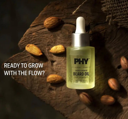 Phy Almond + Argan Beard Oil | Growth Enhancer | 8 Natural Oils | No Sulphates, Parabens, Silicones | For All Beard Types Hair Oil  (30 ml)