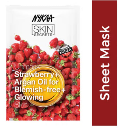 Nykaa Skin Secrets Exotic Indulgence Strawberry + Argan Oil Sheet Mask For Blemish - Free Skin