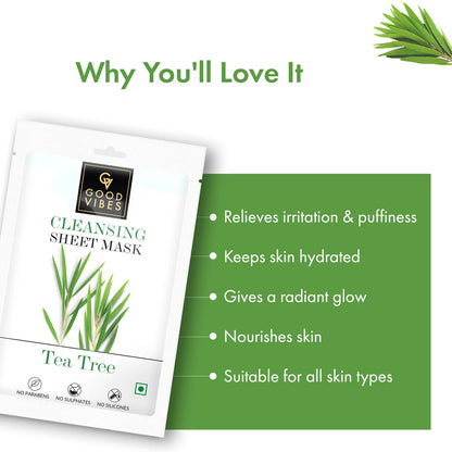 Tea Tree Cleansing Sheet Mask Lightweight Hydrating Moisturizing Softening Face Serum Sheet Mask